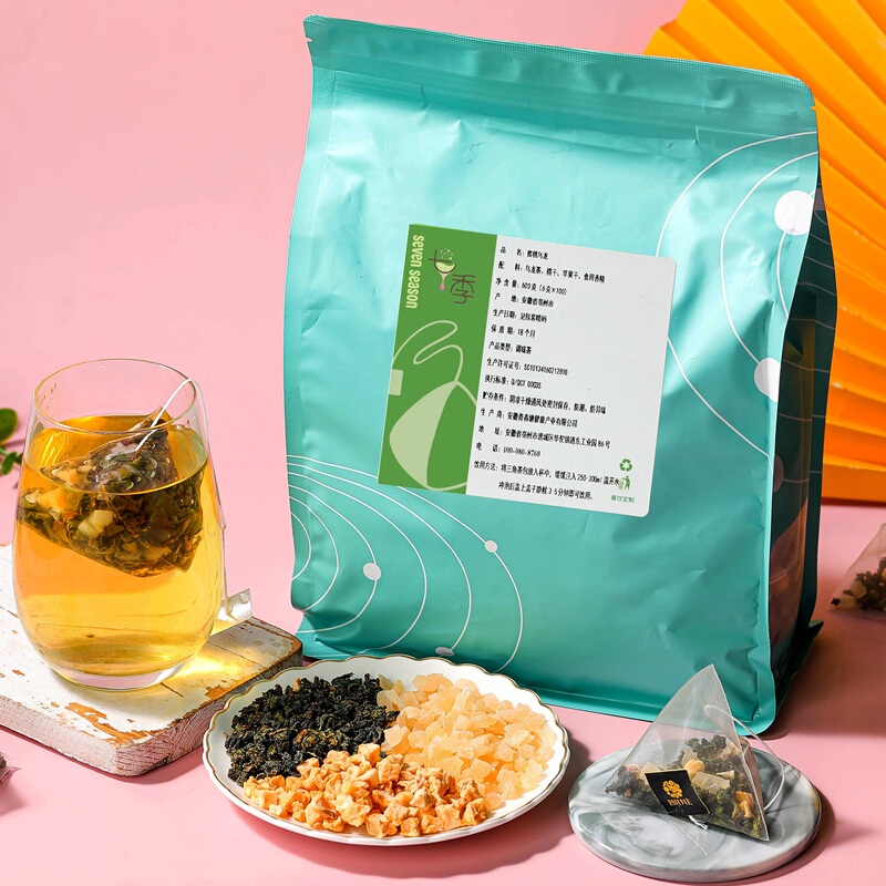 Peach Oolong Tea Bags 6g 100 Bags Sugar-Free Dried Peach New Chinese Style Fruit Pieces Cold Brew Tea for Cooking and Dining Milk Tea