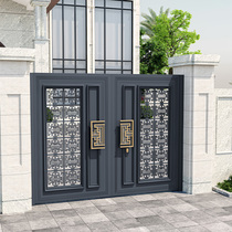 Aluminum alloy courtyard door modern entrance garden door Japanese style courtyard door high-end smart villa yard double door