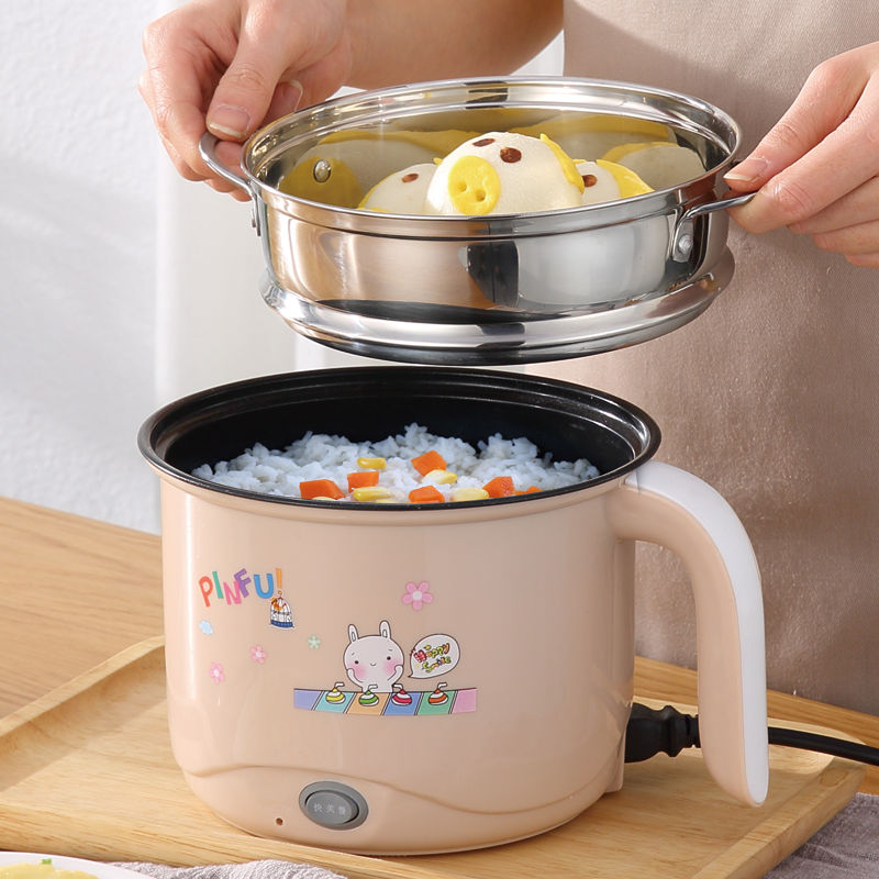 Student Dormitory Pan Quick Cooking Pan Mini Electric Heat Home Stir-fry Small Hot Pot Electric Frying Pan Electric Steam Pan Cooking Noodle Pan
