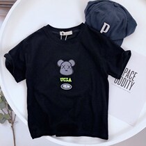 Boy black short sleeve t-shirt child clothing male and female 100 lap 2022 Summer new foreign air children baby blouses
