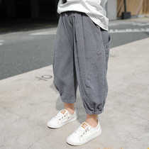Boy Summer thin section Anti-mosquito pants for children Cotton Linen Light Cage Pants Children Loose Ice 7 Pants Casual Tide