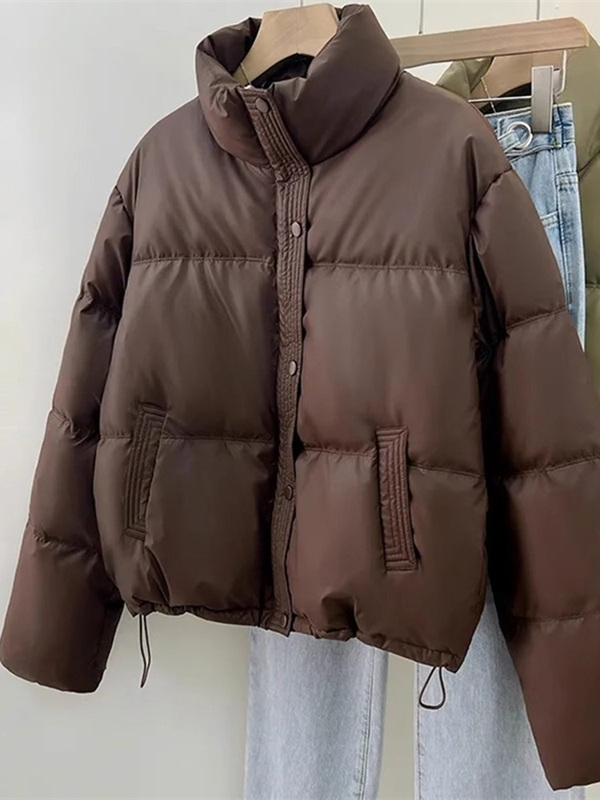 No-Wash Pu Leather Stand-Collar Cotton Jacket for Women, Winter Short Coat for Petite Figures, 2024 Autumn and Winter Versatile Fashion Cotton Coat No-Wash Pu Leather Stand-Collar Cotton Jacket for Women, Winter Short Coat for Petite Figures, 2024 Autumn and Winter Versatile Fashion Cotton Coat