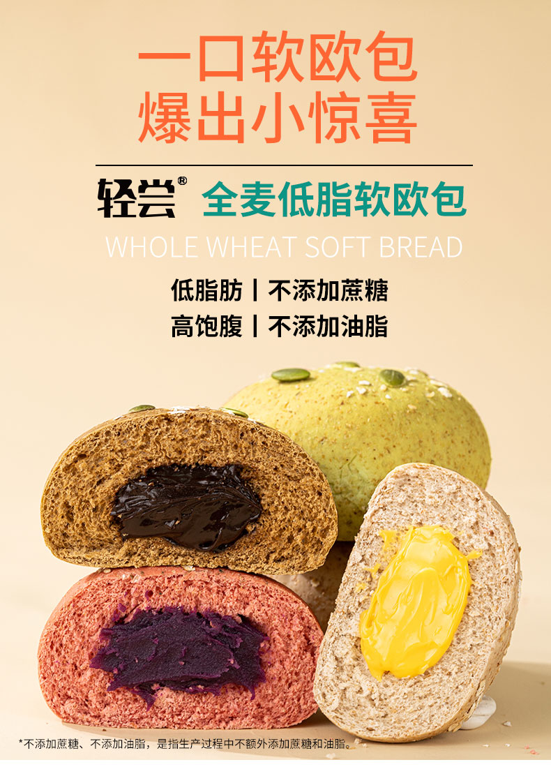 【整箱500g】全麦欧包低脂面包