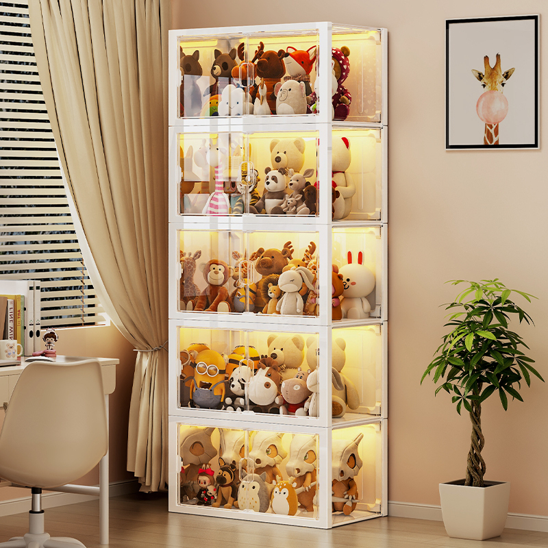 Plush Toy Storage Organizer, Display Cabinet for Figurines, Transparent Storage Rack for Dolls, High Aesthetic Value, Living Room Doll Bin