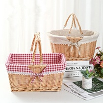 Picnic props Rattan basket Folding picking basket Fruit basket Portable shopping basket Portable basket Pastoral picnic basket