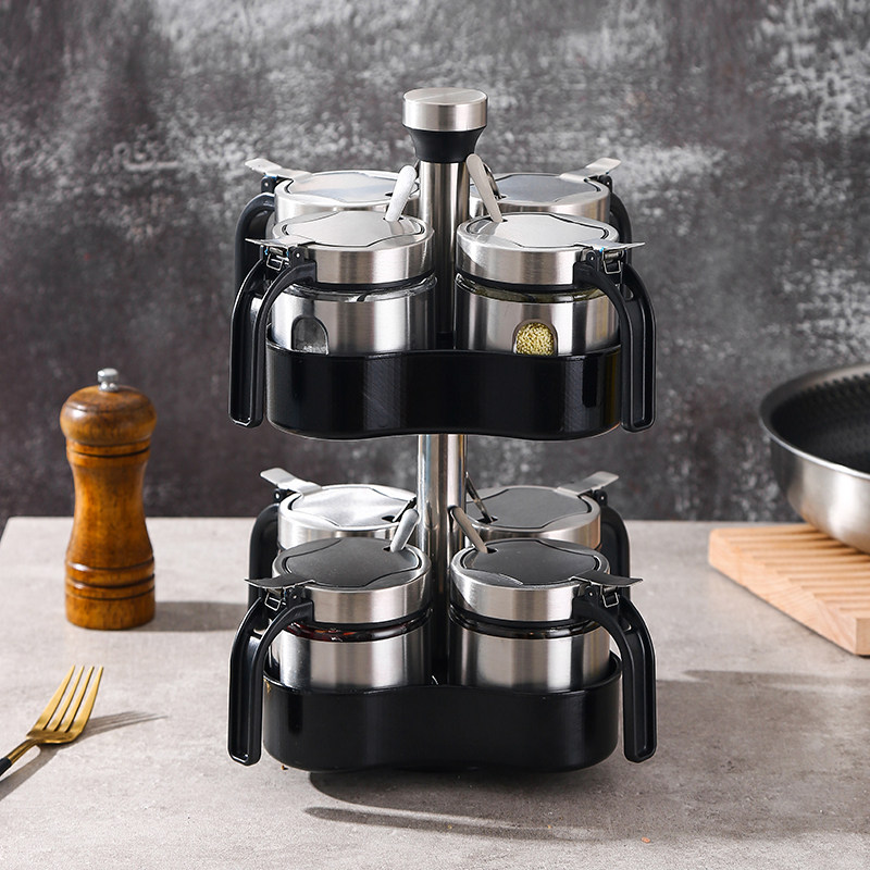 Concorter bottle glass conditioning cans package rotary frame stainless steel cover flavor bottle salt cans housekitchen