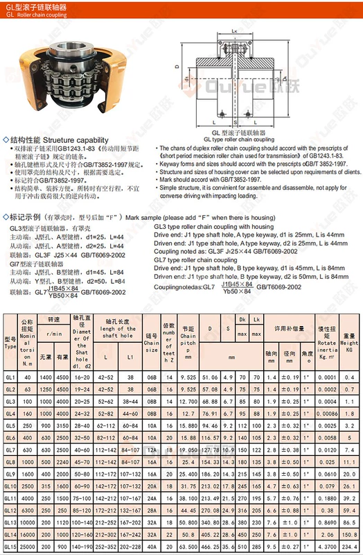 GL12345678910 Khớp nối xích con lăn có nắp KC bánh răng KC5018 Khớp nối xích 6