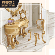 European solid wood dressing table with hand-painted craftsmanship retro workmanship French palace luxury classical carved makeup mirror and makeup table