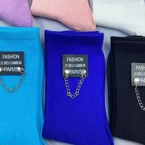 Klein blue socks blue female midbarrel stockings outside wearing damp autumn and winter 100 socks for mens matching shark pants