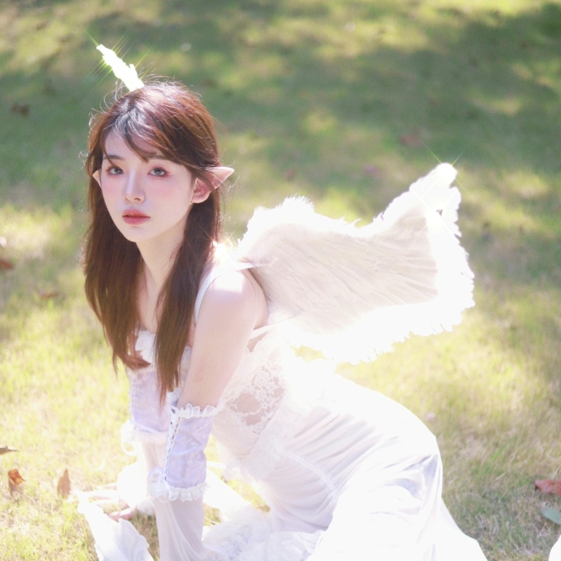 COS Angel Wings Back Adorned Devil White Feather Children Adults Decorate Posing for a Genuine Watch Performance Props