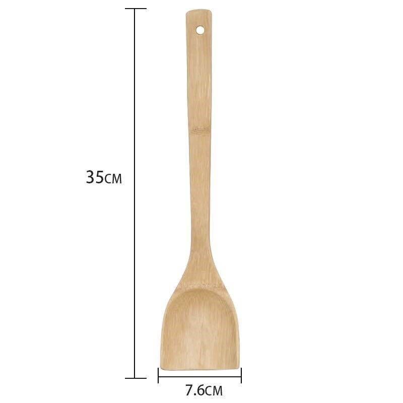 Bamboo Shovel Frying Pan Rice Spoon Rice Spoon Long Handle Shovel Fried Vegetable Nam Bamboo Pan Shovel Kitchenware Bamboo Chinese Shovel No Wax-free