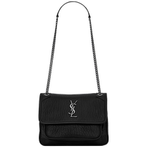 Chinese Valentines Day gift] YSL Yves Saint Laurent Womens NIKI BABY black grained sheep leather handbag backpack