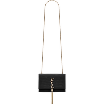 YSL Saint Laurent Womens KATE Small Black Tassel Crocodile Pattern Leather Crossbody Bag