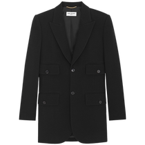 YSL Saint Laurent womens black crepe jacket