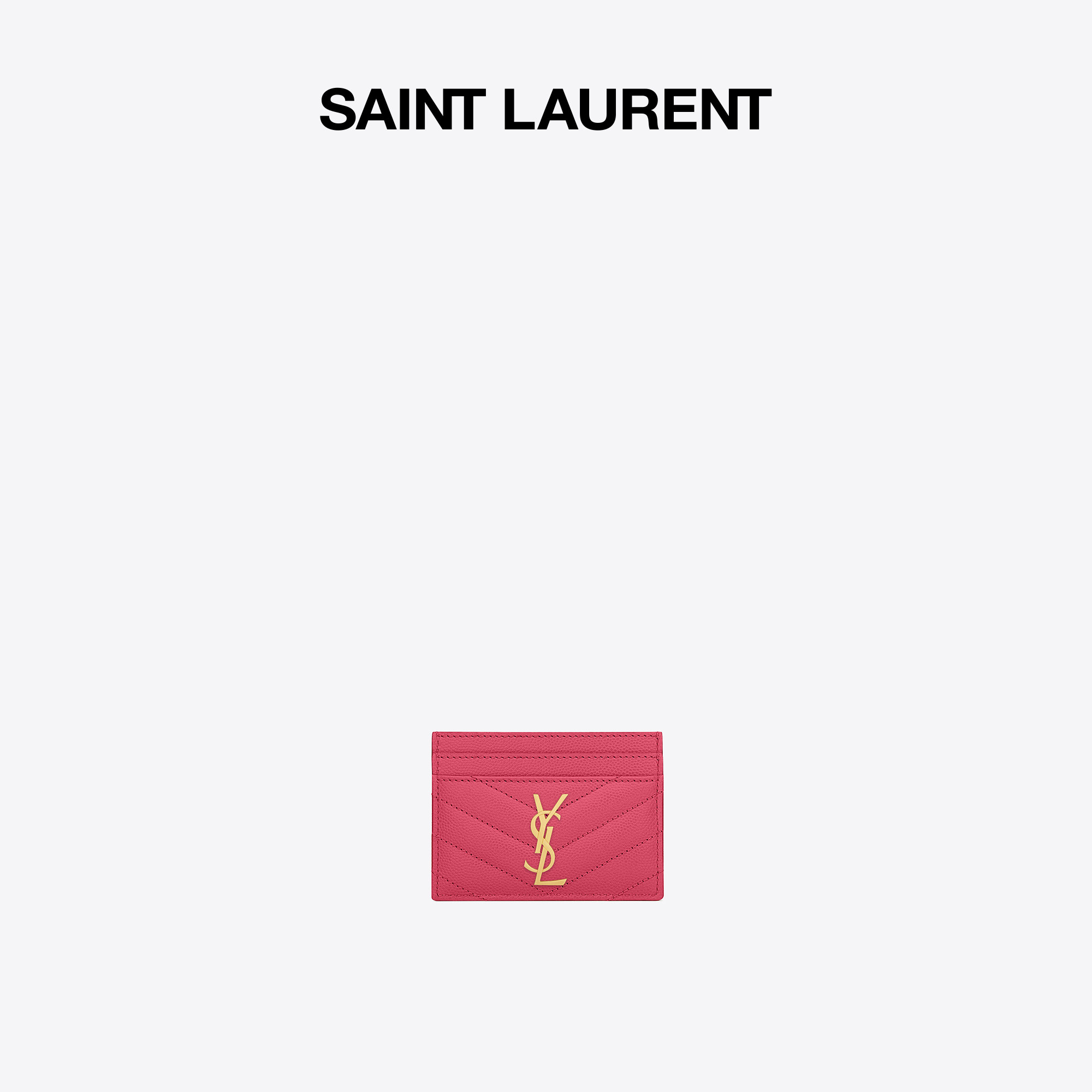 YSL Saint Laurent Ms MONOGRAM Purple Red Grain embossed leather card bag