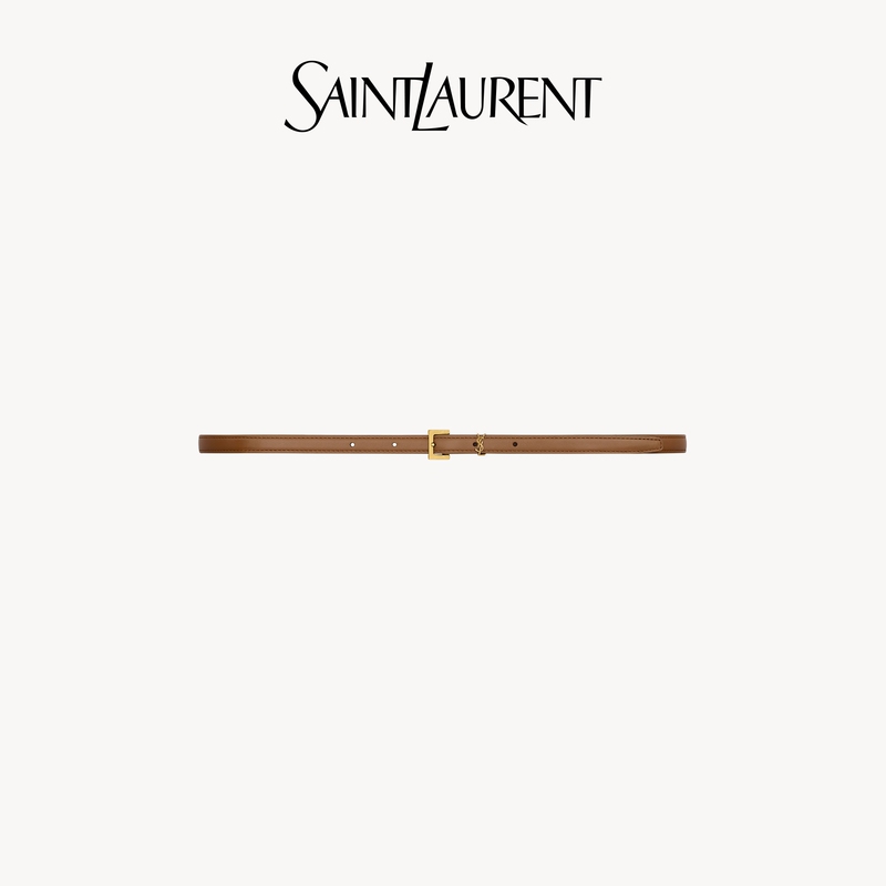 [Gift] Ysl/Saint Laurent Women's Letter Logo Smooth Leather Ultra-Narrow Belt 1cm