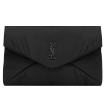 6 issues interest-free] YSL Saint Laurent mens LE CASSANDRE black large nylon envelope clutch