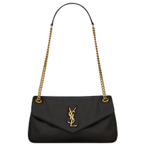 YSL Saint Laurent Womens CALYPSO Black Sheep Leather Handbag Shoulder Bag Chain Bag
