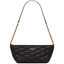 YSL Saint Laurent Womens Black Quilted Sheep Leather Zipper Shoulder Bag Underarm Bag