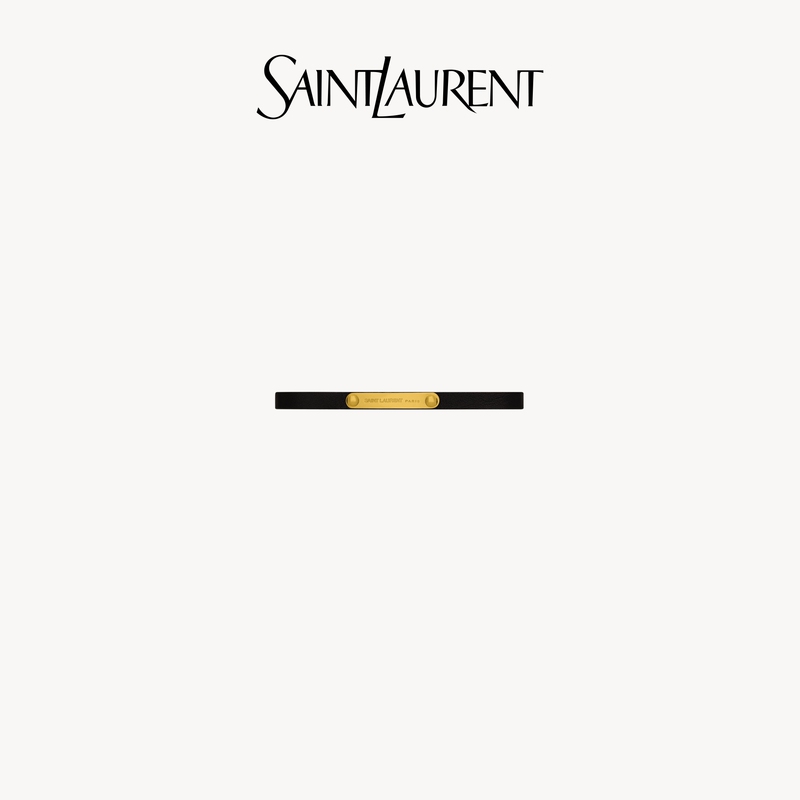 [Gift] Ysl/Saint Laurent Unisex Saint Laurent Smooth Leather and Metal Id Tag Bracelet