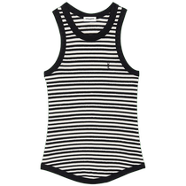 6 issues interest-free] YSL Saint Laurent womens CASSANDRE black off-white knitted camisole