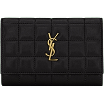 Chinese Valentines Day gift] YSL Yves Saint Laurent womens CASSANDRE MATELASSÉ leather small wallet