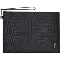Chinese Valentines Day gift] YSL Yves Saint Laurent mens TINY CASSANDRE zipper crocodile pattern tablet bag