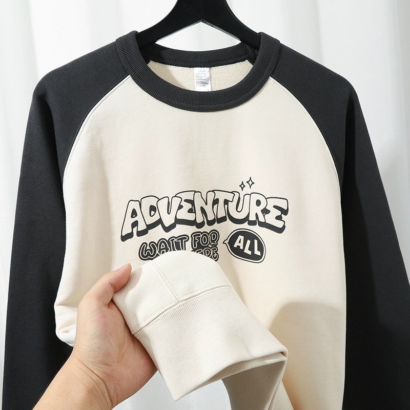 This overzander push 350g heavy pounds original printed Mao-lap acrobab American retro-style retro-coloured cover-shirt autumn-Taobao