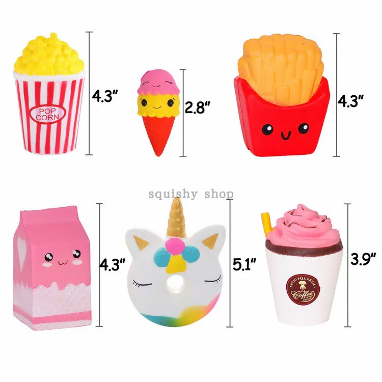 Antistress Squishy Hamburger Milkshake Squishe Donut Popcorn