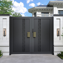 Aluminum alloy villa courtyard door courtyard door rural self-built house door outdoor aluminum art door single and double door customization