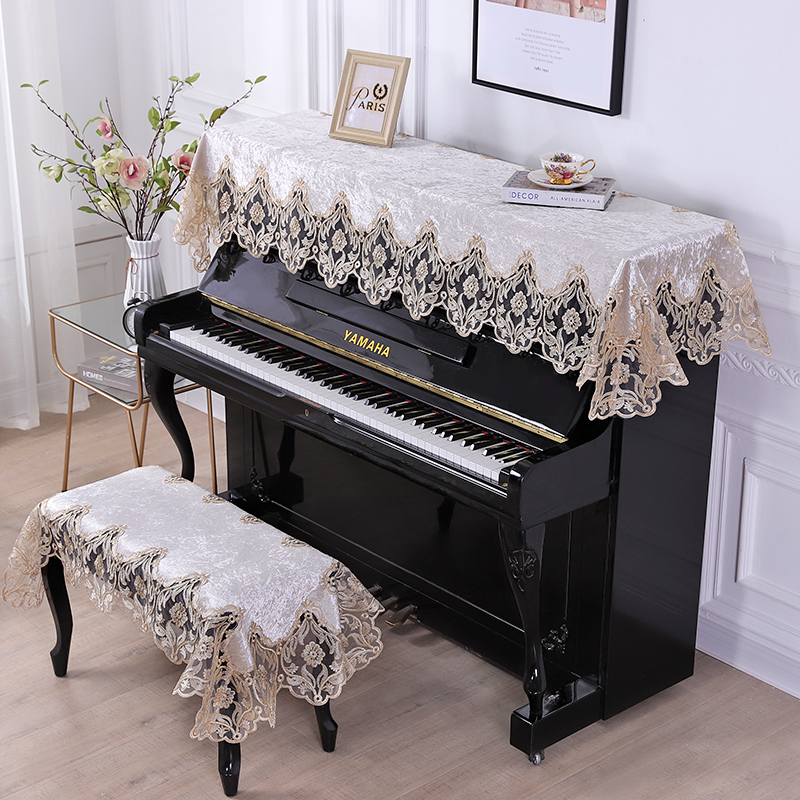 New Modern Minimalist Piano Cover Half Cover Chinese Lace Electric Piano Cover European Style Dustproof Velvet Piano Cover