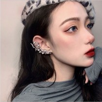 Pixie Ear Hanging Super Fairy Water Drilling Butterfly One-piece Earbone Clip Red Earthen Temperament Personality European And European Exaggerated Earrings