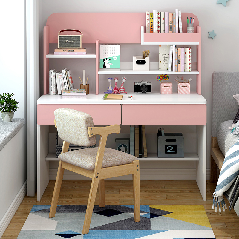 Children's study desk home desk bookshelf one table bedroom primary school students writing desk boy girl homework desk and chair