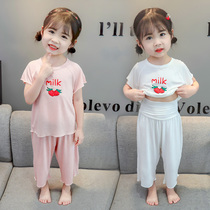 Cute girls pajamas summer dress 1 to 3 1 3 3 3 3 3 5 and half weeks old baby set home suit home skin air conditioning suit