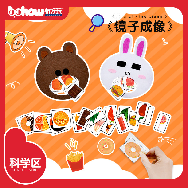 Cloth fun kindergarten small, middle and large class science area children's three-dimensional imaging game mirror image experiment teaching toys