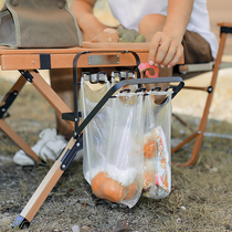 Outdoor egg roll table foldable garbage rack debris storage rack plastic bag holder iron garbage bag hanger black