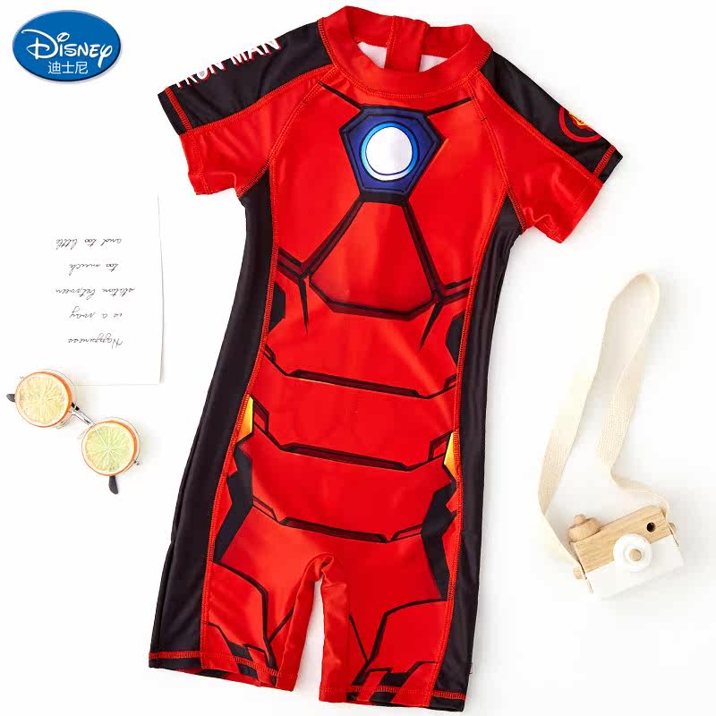 Disney children's swimsuit men's sunscreen conjoined baby baby swimsuit hot spring warm iron man diving suit