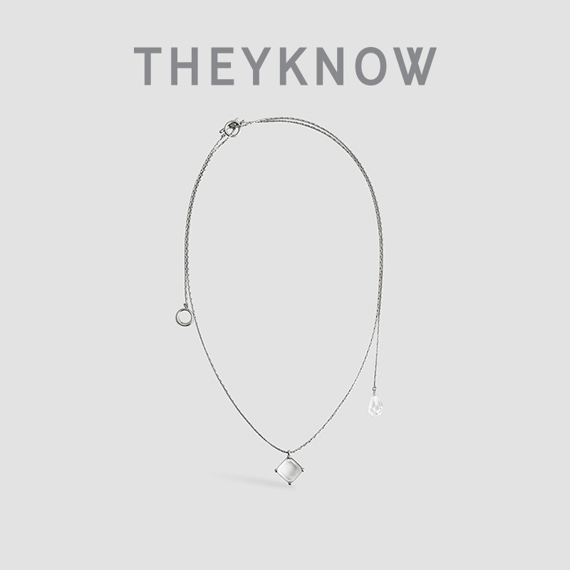 THEYKNOW gemstone natural crystal pendant necklace cold wind short clavicle chain 2021 new personality