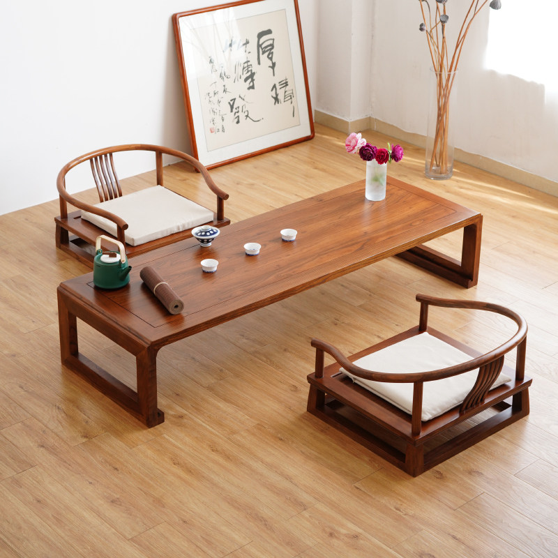 Chinese tatami tea table floor table solid wood coffee table simple kang table low table Japanese low table tea room kung fu table