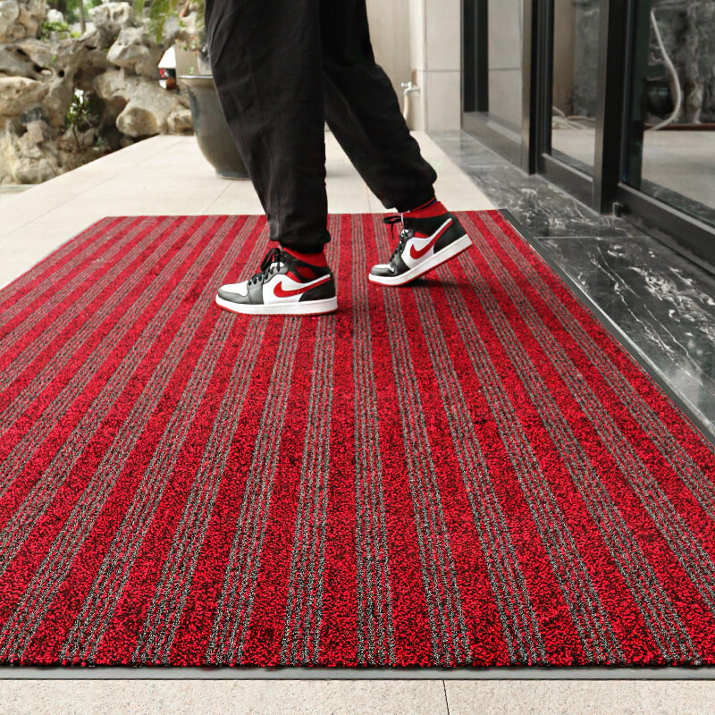 Custom outdoor gate striped floor mats office door absorbent non-slip carpet commercial dust removal welcome mats