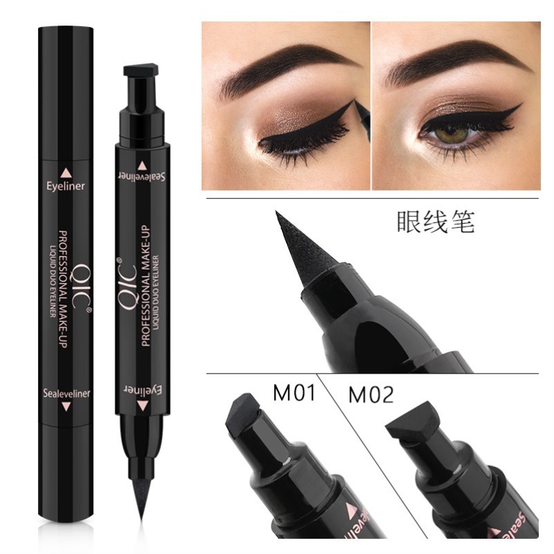 QIC double-headed triangle wing seal eyeliner waterproof non-smudged cosmetics Vietnamese net red recommended spot