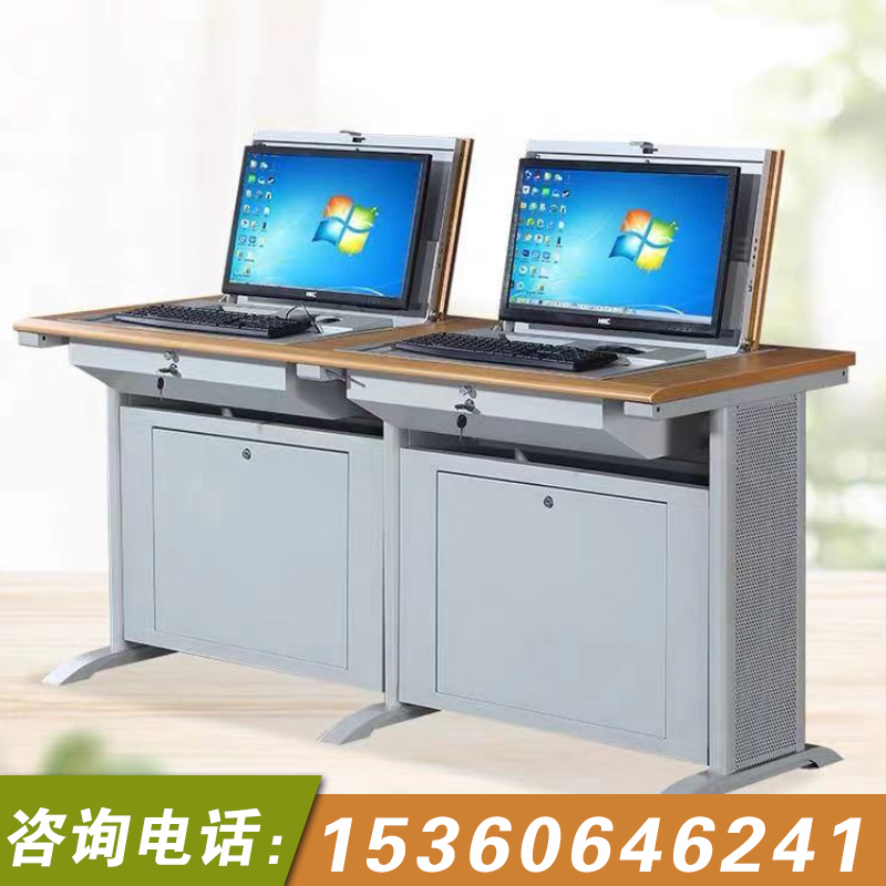 Flipped Computer Desk Display Concealed Computer Desk School Classroom Student Table Troop Electric Classroom Training Table