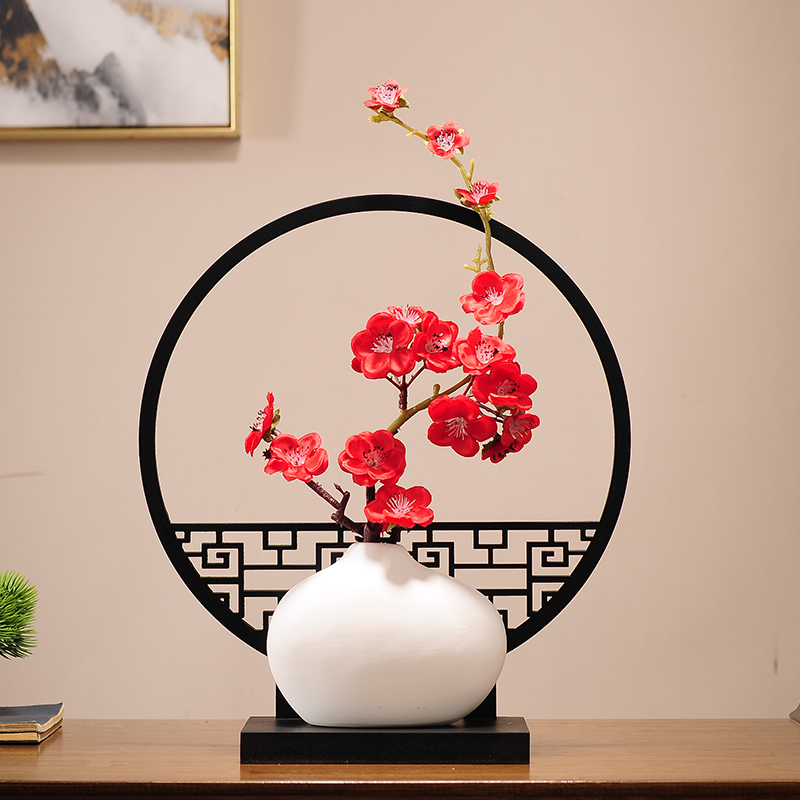 Modern new Chinese style Bogu shelf decoration artwork simple coffee table room study living room display cabinet floral decorations