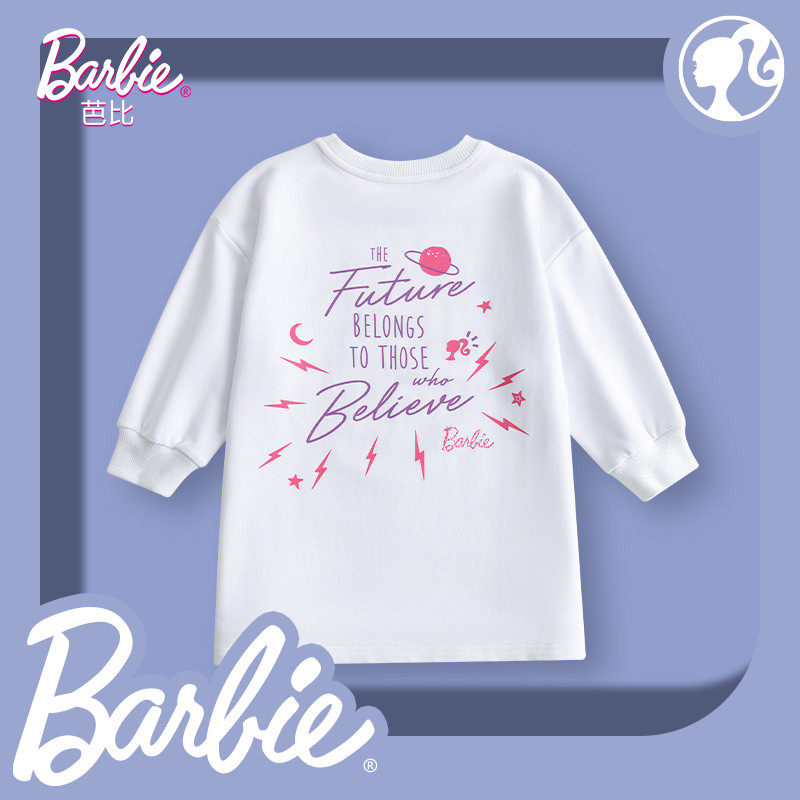 Barbie BARBIE Girls' Mid-Length Sweater 2022 New Girls' All-match Skirts Spring and Autumn Children's Tops