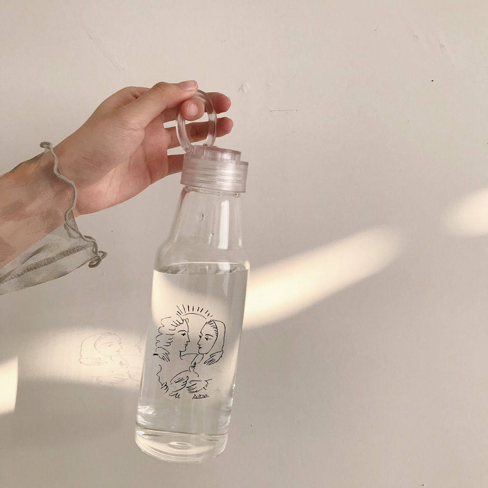 ins net red cold wind abstract girl transparent glass simple small fresh portable student water cup