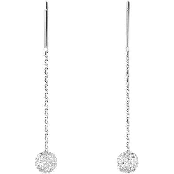 s999 pure silver frosted round beads earrings autumn and winter high-end earrings design niche sterling silver women's earrings to support pierced ears