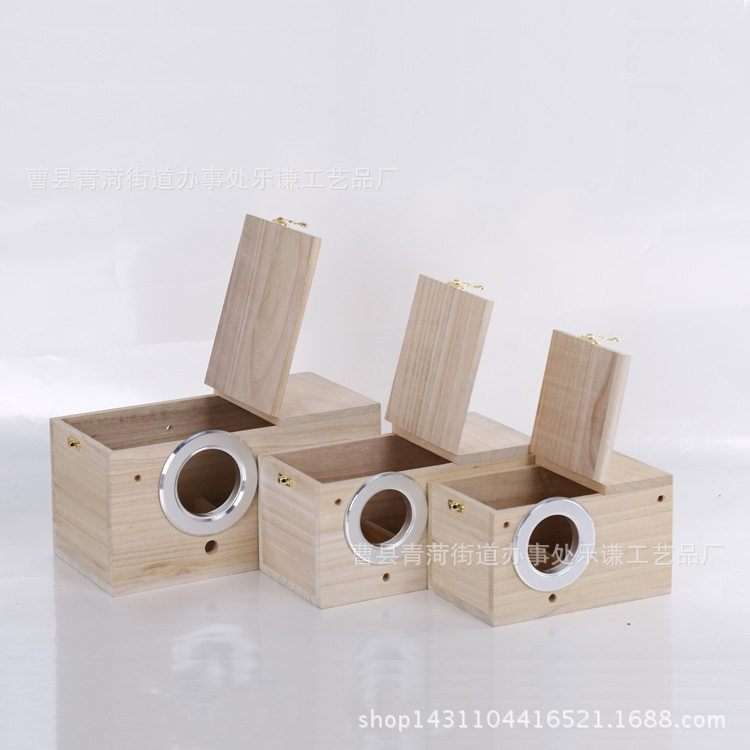 Wood Bird Breeding Box Bird House Nest Parrot Breeding Decor