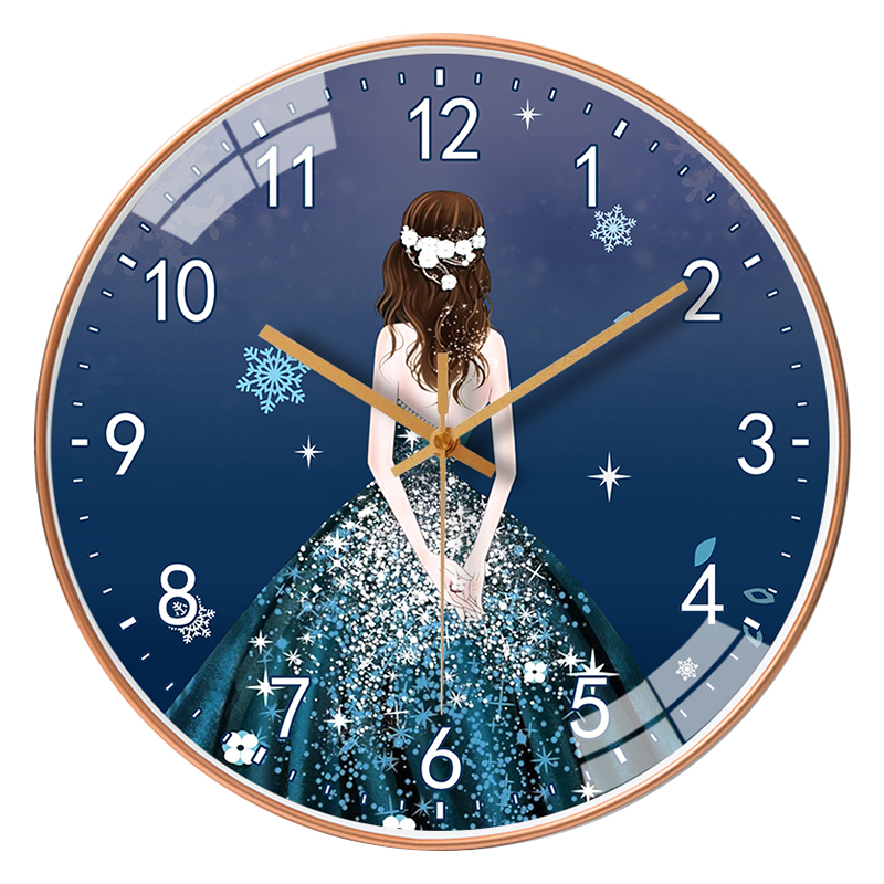 Sky pole star hanging bell girls girl cute motivator clock muted free punching dance round decorated quartz watch-Taobao
