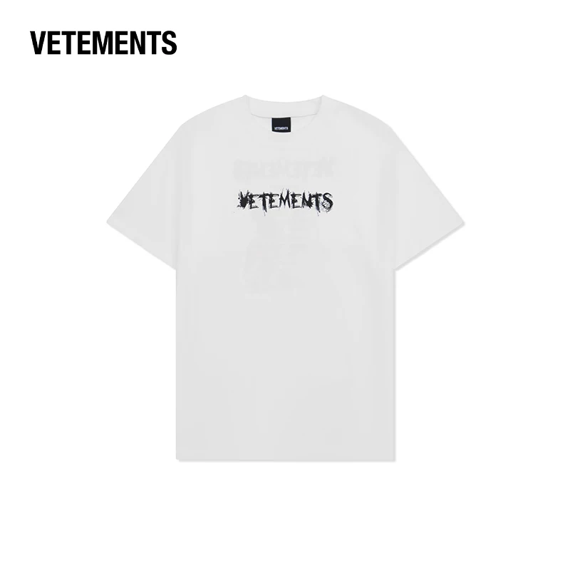 Хлопковая футболка VETEMENTS мужская и женская, с коротким рукавом, принт