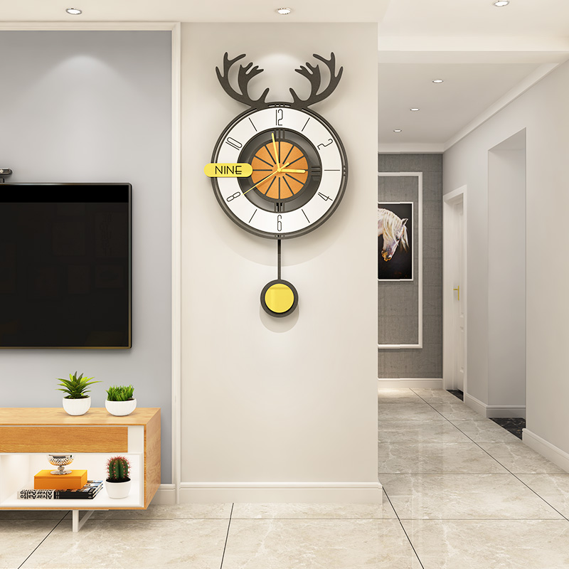 Nordic Hanging Clock Living Room Modern Minimalist Atmosphere Creative Personality Clock Light Extravagant Home Fashion Nets Red Timepiece Hanging Wall
